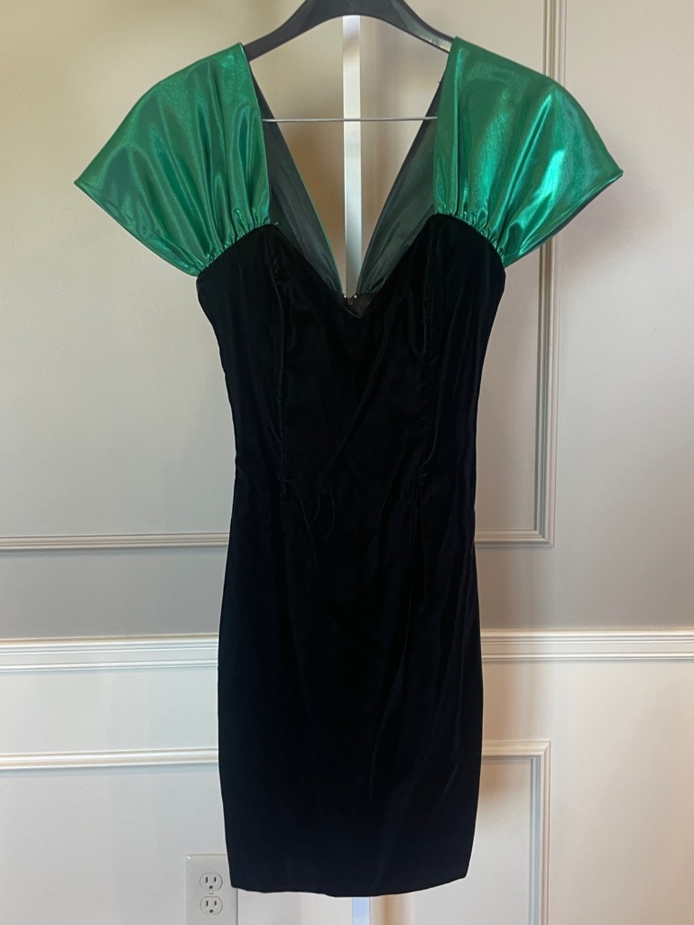 Jessica McClintock Gunne Sax 90s Vintage Velvet Satin Dress 7 / 8 black big bow